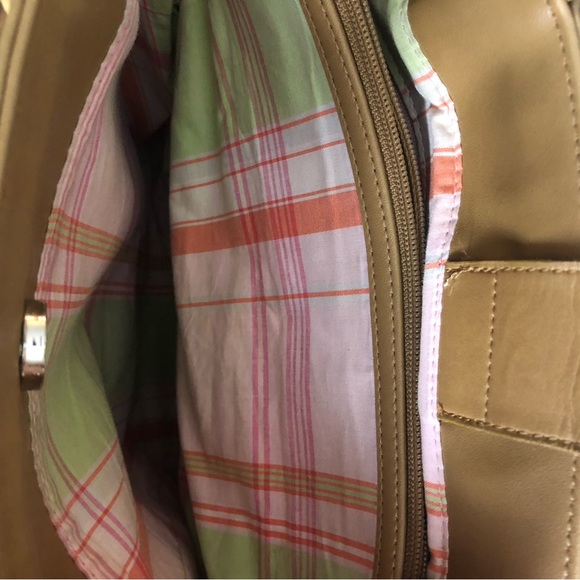 Fossil Woven Fabric Double Strap Shoulder Bag Purse with Plaid Lining - Picture 14 of 16